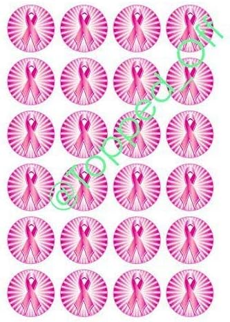 Topped Off 24 Wear it Pink round edible cup cake topper decorations