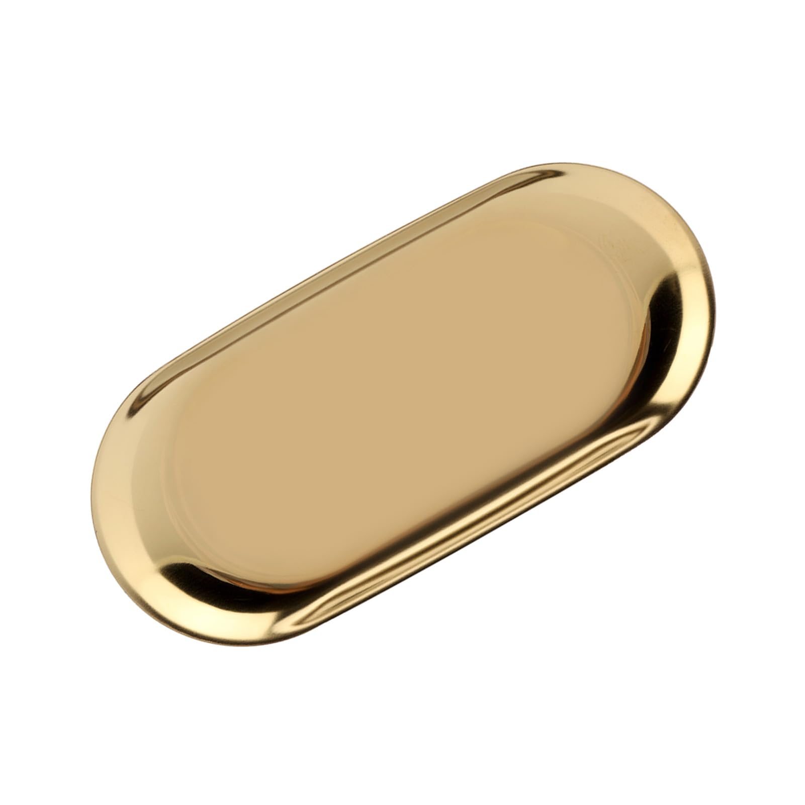 Nordic Style Stainless Storage Tray Fruit Cake Plate for Office Home Desks(L-Golden)