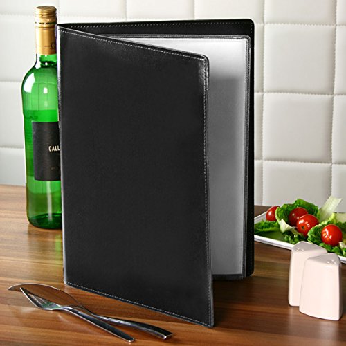 Douglas Menu Cover A4 Black Faux Leather Menu Cover, Restaurant Menu