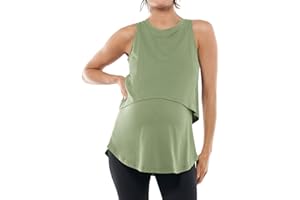 Tankaneo Womens Summer Maternity Nursing Tank Tops Sleeveless Double Layer Breastfeeding Shirt Pregnancy Clothes