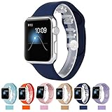 Apple Watch Replacement Band,Teslasz Soft Silicone Replacement Sports Wristbands Straps for Apple iWatch All Models(Dark blue 42 MM)