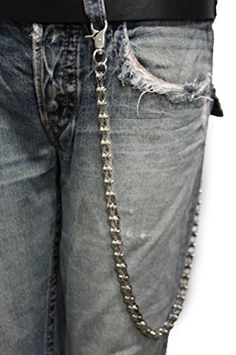TFJ Men Wallet Chain Biker Long Fashion Jeans Keychain Bike Motorcycle Links Silver