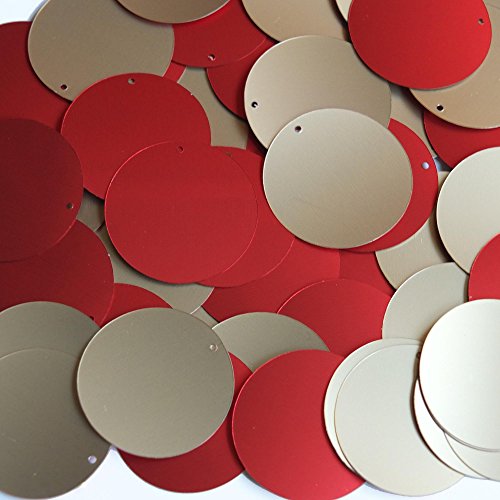 Sequin 30mm Round Gold Red Matte Silk Frost Couture Paillettes. Made in USA.