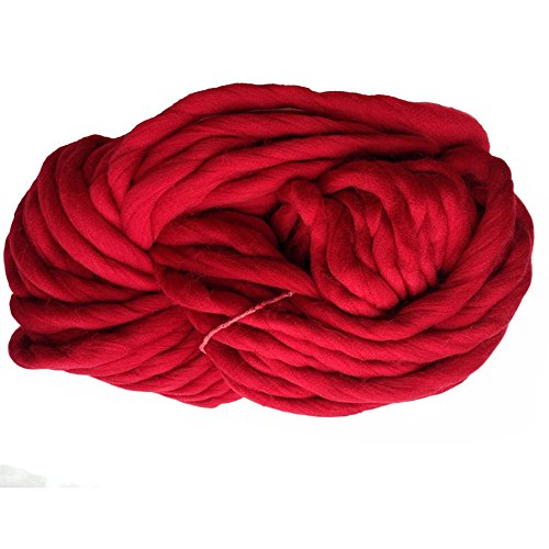 Wool Yarn Super Chunky Bulky Arm Knitting Wool Roving DIY Crochet (Red) - Thumbnail 3