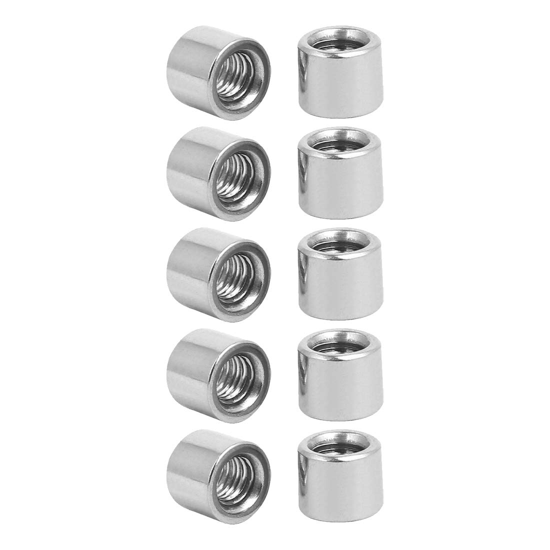 Sourcingmap M6 Round Connector Nuts, 304 Stainless Steel Coupling Nut 8.0mm/0.31inch Length,Pack of 10
