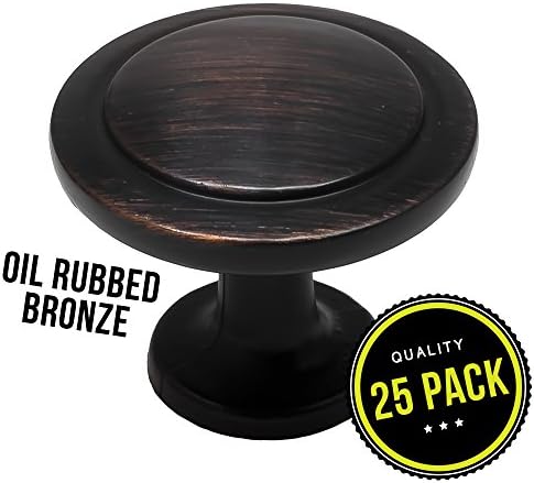 25pk Oil Rubbed Bronze Cabinet Hardware Round Knob - 1-1/4" Diameter (25pk Oil Rubbed Bronze)
