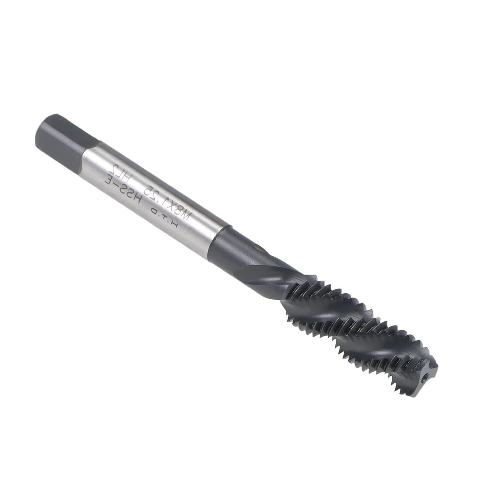 MACHSWON Spiral Flute Thread Tap M8 x 1.25mm, for Processing Blind Holes and Sticky Materials, H2 Tolerance, HSS Nitriding Coated, Metric Machine Threading Tap Screw Thread Tapping Tool, 1pcs