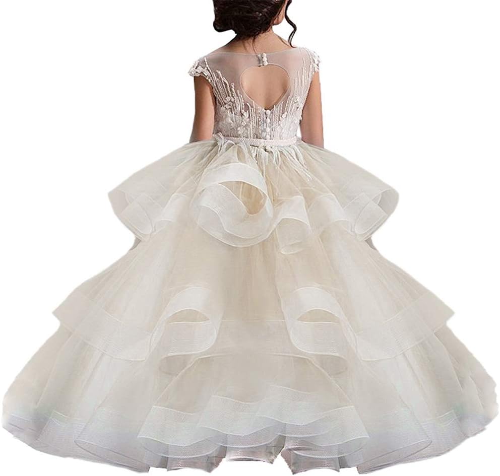 Long Little Girls Pageant Dresses for Wedding Kids First Communion Prom Ball Gown