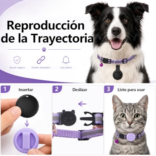 GPS Locator Dogs, GPS Cats Compatible with iOS and Android Systems, GPS Collar Dogs/Cats Without Subscription, Global Real-Time Positioning, IPX6 Resistant, for Small Dogs and Cats