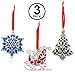 Lenox Sparkle and Scroll Holiday/Christmas Ornaments [Silver-Plated] (3-set Multi Color Gems)Christmas Gift