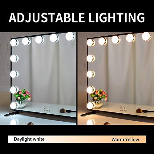 BEAUTME Vanity Mirror with Lights,Black Mirror Lighted Makeup Mirror