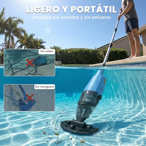 Pool Vacuum Cleaner with Battery, Cordless Pool Cleaner with 90 Minutes Runtime, Pool Vacuum, 4088L/h, Strong Suction, Fast Dirt Removal