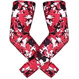 HDE Arm Compression Sleeves for Kids Basketball Shooting Sleeve - Youth Sports Football Baseball Softball (Youth Large, Red Digital Camo)