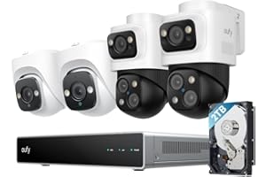 EUFY SECURITY eufy PoE NVR Security Camera System S4, Power Over Ethernet, Wired, 24/7 Recording,Up to 16CH, 2TB HDD, 2 Bullet-PTZ Cams, 2 Turret Cams, 360° PTZ, AI Auto Framing & Tracking, Smart Video Search