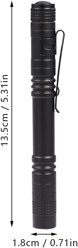 GOTOTOP LED Flashlight with Clip Penlight Medical Mini Portable Aluminum Alloy Black Press Type Battery Powered Pen Pocket High Bright Light Torch Lamp - Image 4