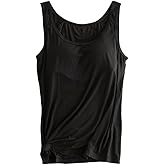 Womens Modal Built-in Bra Padded Camisole Yoga Tanks Tops