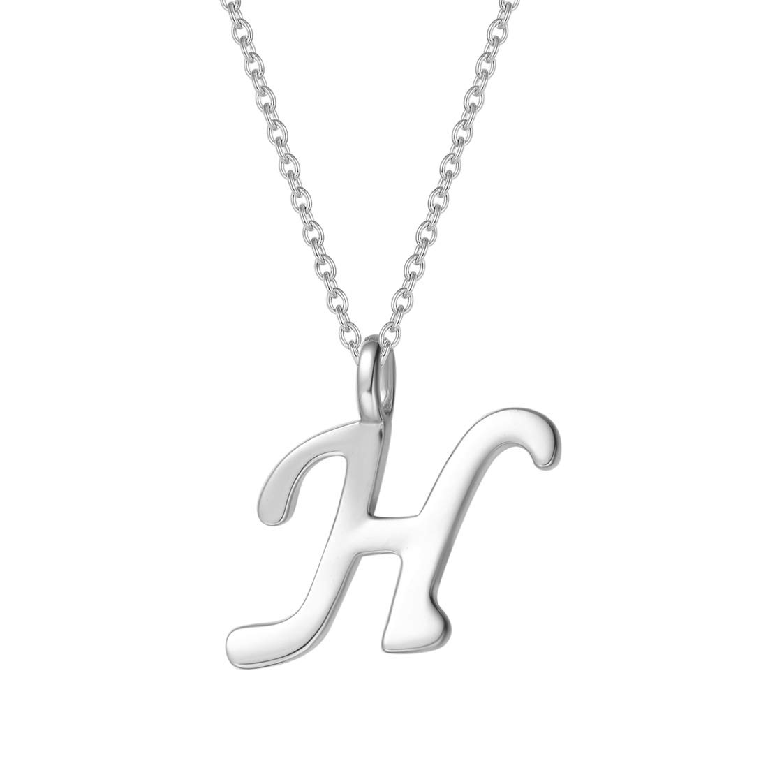 925 Sterling Silver Initial Alphabet Necklace with Letter H Name Pendant for Women Girls Teenagers Friends with Gift Jewellery Box - Chain Length: 16 + 2 Inch