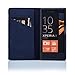Sony Xperia X Compact Leather Wallet Case Designed by 32nd, Classic Design With Card Slot and Magnetic Closure - Navy Blue
