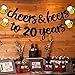 20th Birthday Decorations Cheers to 20 Years Banner for Men Women Birthday Backdrop Wedding Aniversary Party Supplies Decorations Black Glitter Pre Strung