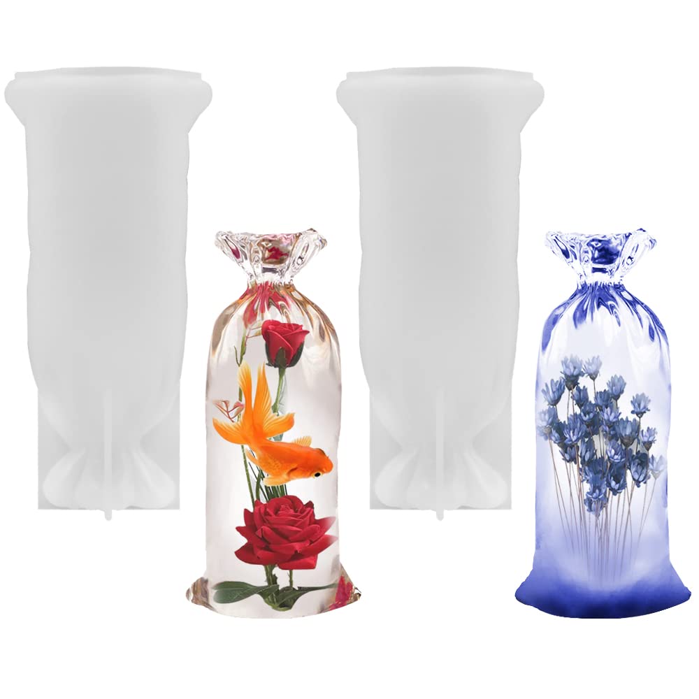 2 Pcs Lucky Bag Resin Moulds, AIFUDA Silicone Moulds for 3D Resin Epoxy Casting Crafts, DIY Home Decor and Flower Specimen Preservation