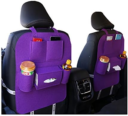 ECAREE BSF20001PU Seat Bag Set, Car Back Seat Organiser, Cells and Electronics Supporter, Multi-Pocket Travel Storage, Space Saving - Pack of 2 (Purple)