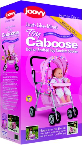 Joovy Toy Doll Caboose Tandem Stroller - Pink Dot