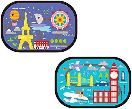 Car Side Window Sun Shade 2 Pack, Elefox Static Cling Car Sun Shade Block UV Rays for Baby Kids Pets, 18.5" x 12.5" with World Tour Print