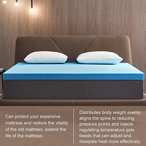Jingxun Full Mattress Toppers 2 Inch Premium Gel Multi Layered Memory