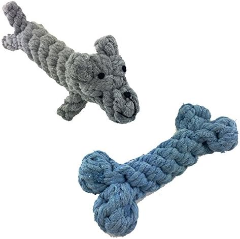 Aduck Rope Dog Toys for Aggressive Chewers and Tug of War, Soft Natural Cotton - Nontoxic and Bite Resistant toys for Small Medium Dogs (Set of 2) (Random Color)