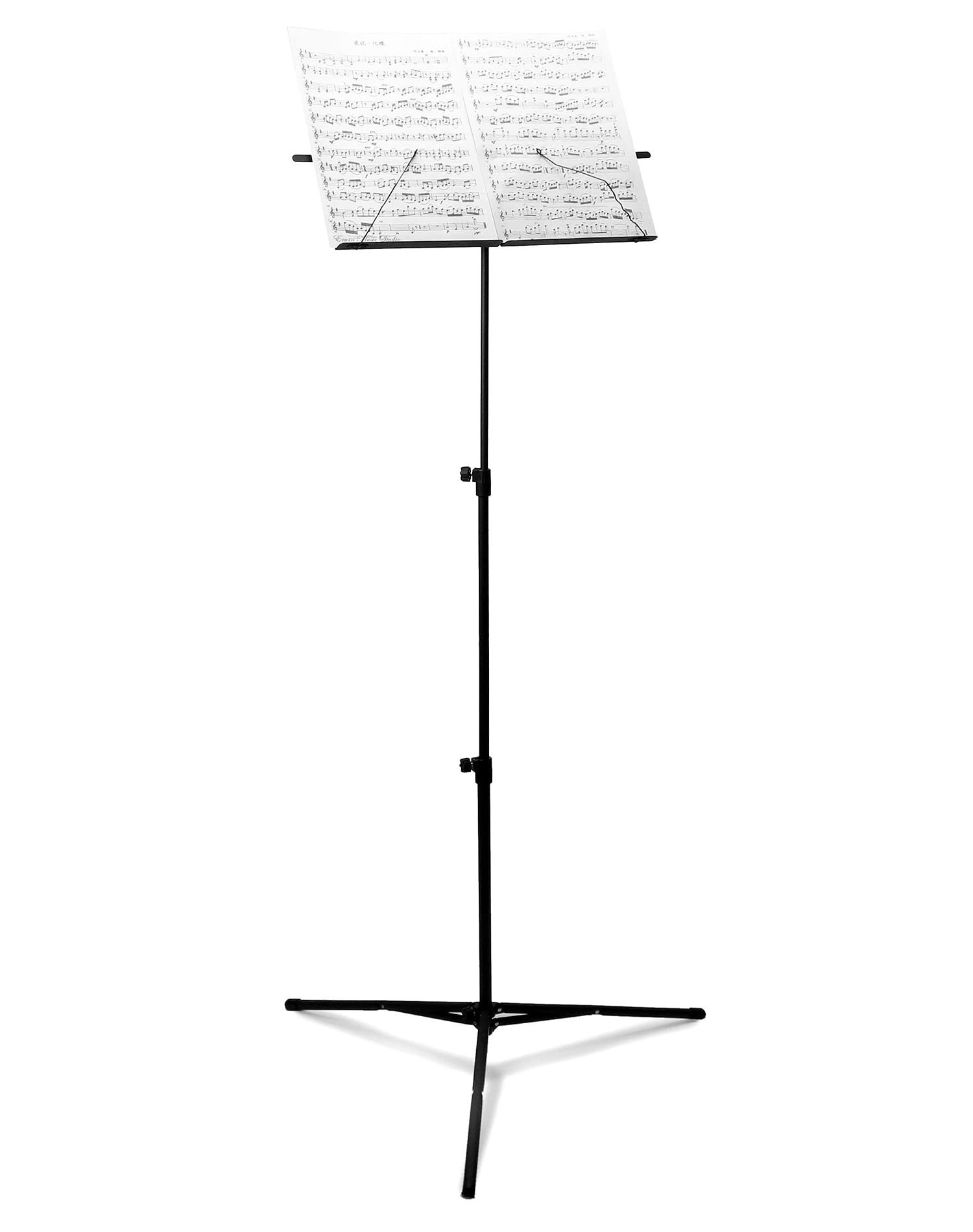 QWORK® Folding Sheet Music Stand with Carry Bag, Adjustable Height 65-135cm/25”-53", Max Load 2kg/4.4lbs, Lightweight for Storage or Travel