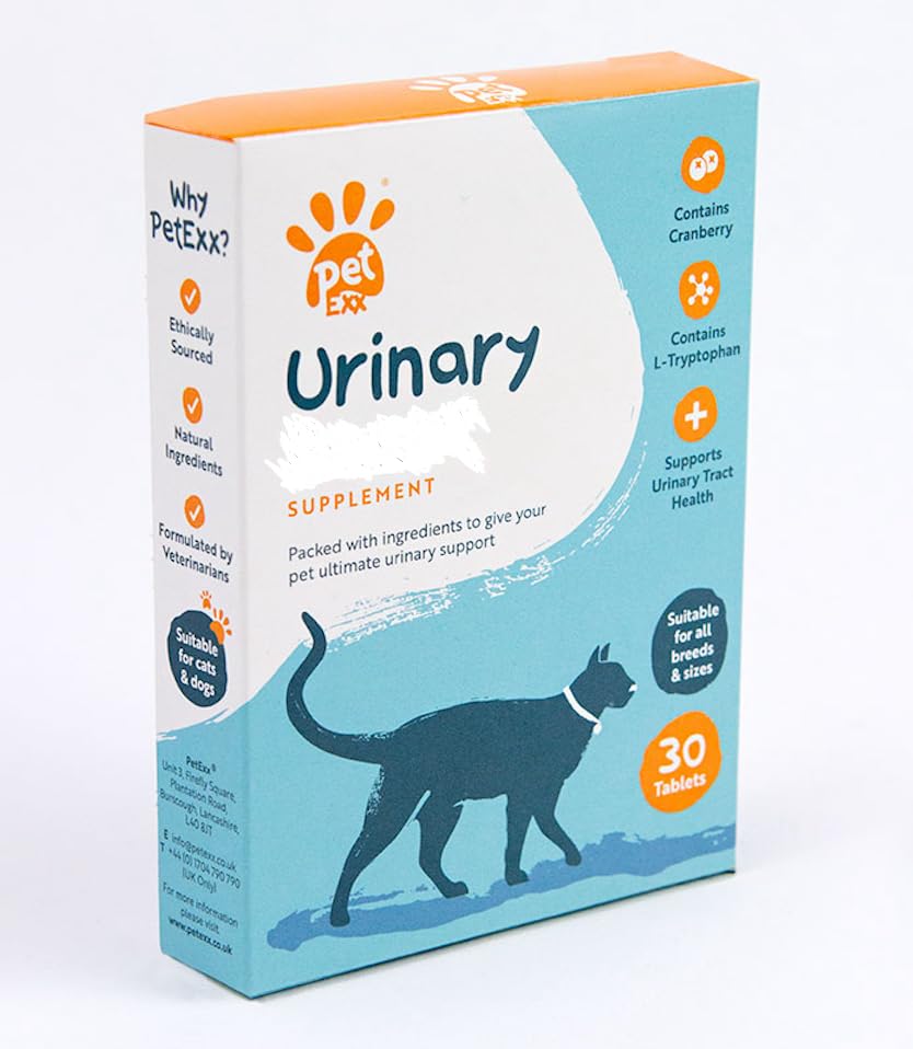 PetExx Urinary Boost 30 tablets - UTI & cystitis treatment & care for cats and dogs helps urinary tract health - manufactured in UK