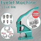 Yaheetech Hand Press Grommet Machine 3 Die (#0#2#4) and 1500 Pcs Silver Grommets Eyelet Tool Kit Heavy Duty
