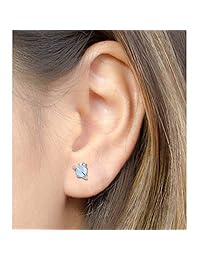 OUFER 16 G Acero Inoxidable Cartílago Pendiente Air Azul Ópalo Piedra Saturno Helix Pendiente