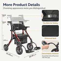2 in 1 Walkers for Seniors with Seat, VOCIC