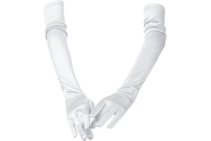 Andiker Long Evening Gloves, 21" Opera Elbow Satin Gloves, Vintage Formal Fancy Dress Glove Women Mittens for Wedding Party