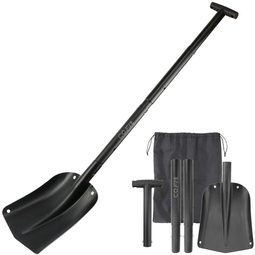 COFIT 110cm Extra Long Handle Retractable Snow Shovel of Aluminium Alloy for Car Outdoor Camping