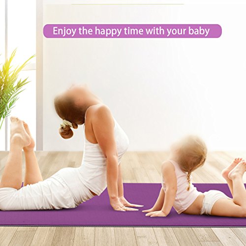 FARLAND Non Slip Yoga Mat with Carrying Strap - Eco Friendly TPE Workout Mat Exercise Mat,Anti-tear Hot Pilates Fitness Yoga Mat in Home & Gym (Pink Purple)
