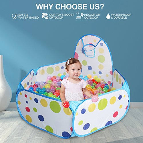 LPRTALK Kids Ball Pit Ball Tent Toddler Ball Pit with Basketball Hoop and Zippered Storage Bag for Toddlers 4 Ft/120CM (Balls not Included)