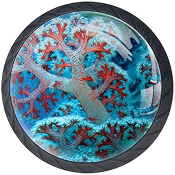 Lorvies Coral Reef Sea Animals Drawer Knob Pull Handle Crystal