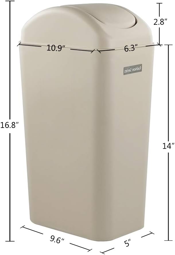 Obston Slim Plastic Trash Can for Narrow Spaces at Home or Office, Khaki: Industrial & Scientific