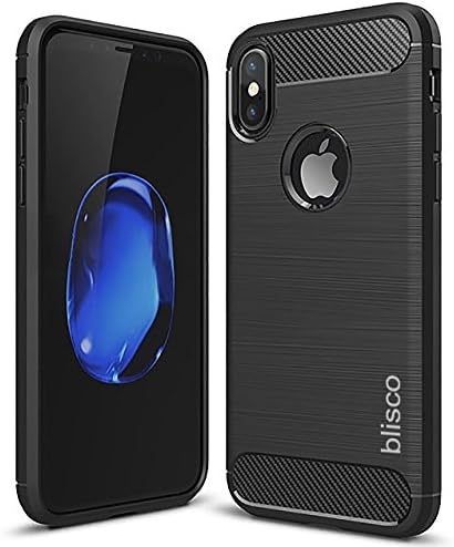 iPhone X Case, iPhone 10 Protective Cover for Full Protection, Drop proof and shock-absorption, Scratch-free, Fingerprint free, All Black Carbon Fiber (2017) …