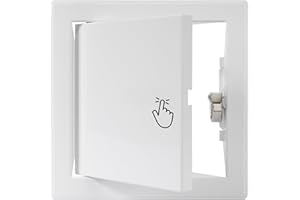 REPA MARKET 6" x 6" Inch Galvanized Steel Access Panel Door with Click Open/Close Mechanism, for Indoor Use, Opening Flap Cover Plate Latch, Inspection Hatch, White Polymer Coating