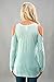 Shopglamla Cold Shoulder Sweater Knit Long Sleeve Solid Top Made in USA