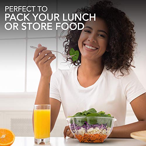 Plastic Salad Bowls (50 Count) 32 Oz. Disposable Salad Bowls with Lids