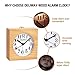DELIWAY Non Ticking Wood Alarm Clock with Nightlight and Snooze/Ascending Sound Alarm/Simple to Set Clocks, Battery Powered (Beech Wood)