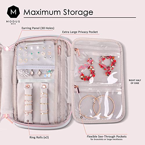 MODUS BAGS Travel Jewelry Organizer, Large Capacity Case for Tangle