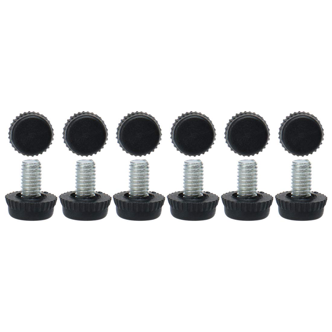 Sourcingmap M6 x 10 x 15mm Leveling Feet Adjustable Leveler Floor Protector Cover Pad for House Furniture Desk Table Chair Leg 12 Pack