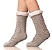 SDBING Women's Winter Super Soft Warm Cozy Fleece Lined Fuzzy Slipper Socks with Grippers (Light Gray, 6-10)