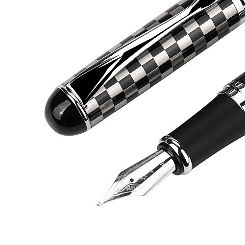 Glumes Fountain Pen Writing Set Ink Refill Black Barrel, Classic Design, Medium Nib, Black Ink Business Signature Office Stationary School Supplies Creative Gift Pen for Kids, Toddlers, Child, Adults