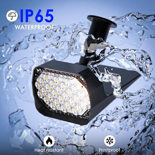 Quntis 4 x Outdoor LED Solar Spotlights 28 LEDs with Lenses, 6 Modes Solar Garden Lights, 3 Colour and USB-C Charging, Powerful Outdoor LED Spotlight Solar Lights for Courtyard Trees